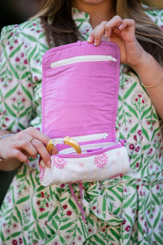 Quilted Jewelry Roll - Rosette