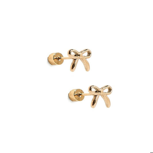 Screwback Stud Earrings - Sadie Gold Bows