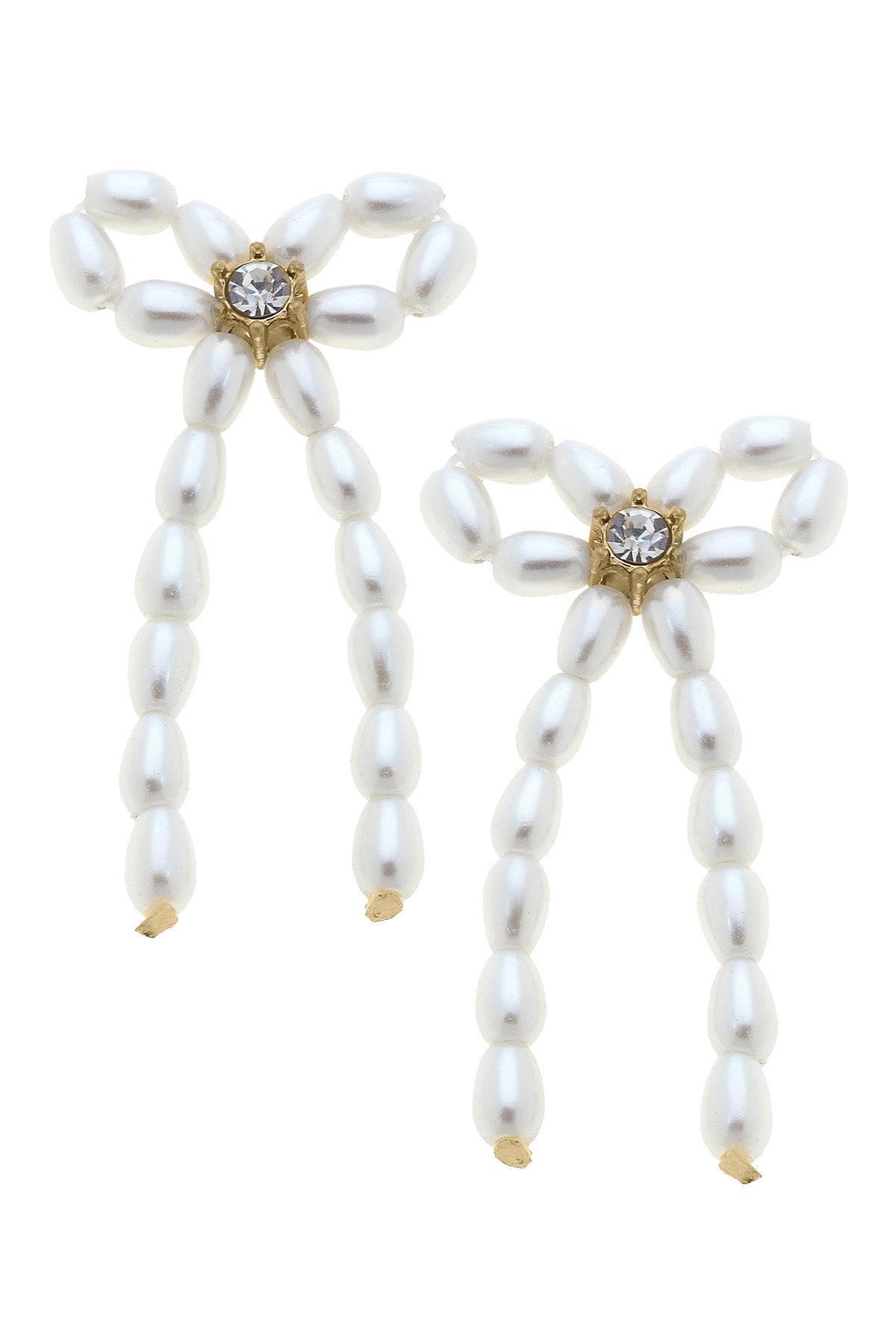 Stud Earrings - Pearl Bow - Ivory