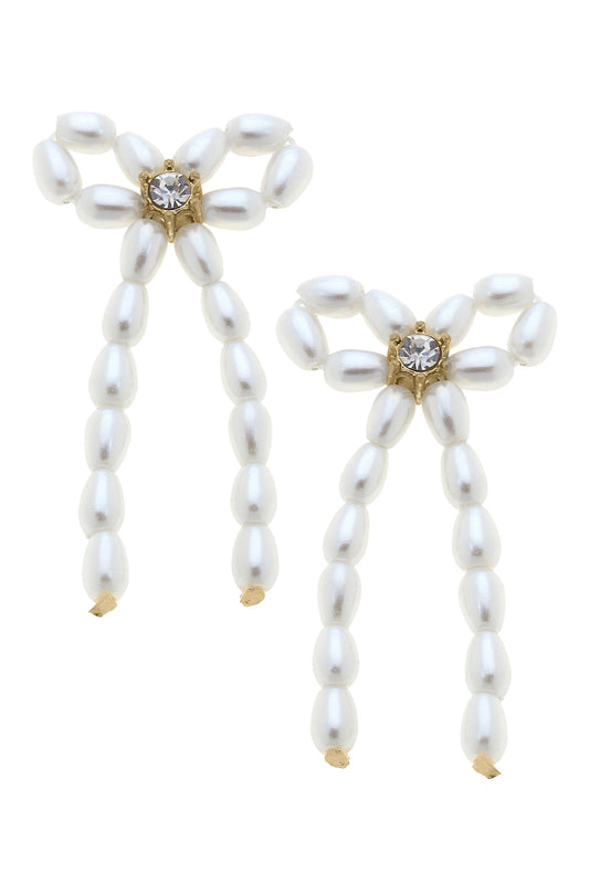 Stud Earrings - Pearl Bow - Ivory
