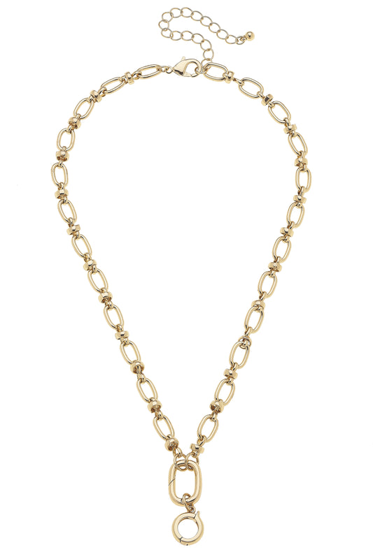 Cable Link Necklace - Charm Base - Shiny Gold