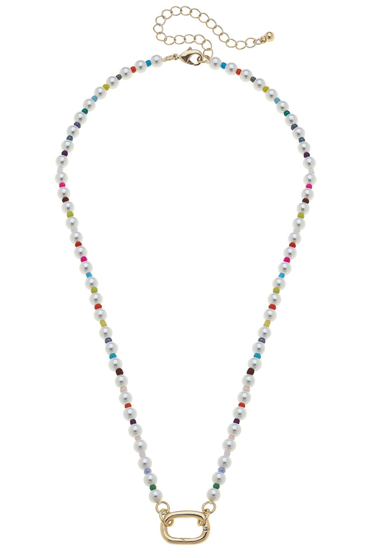 Pearl Necklace - Charm Base - Rainbow/Ivory