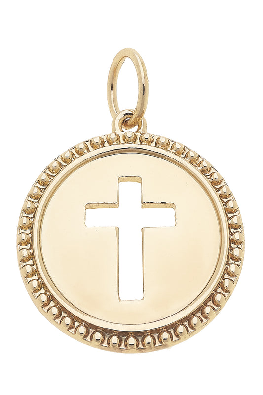 Charm - Cross Coin - Shiny Gold