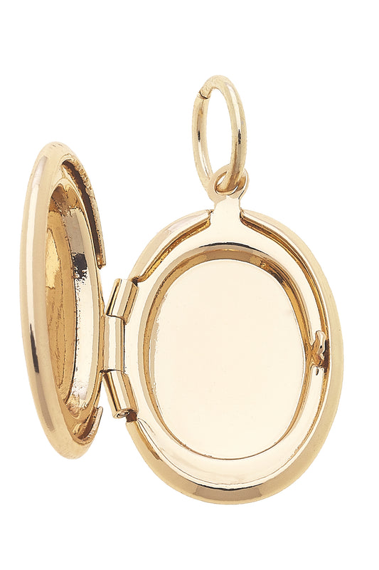 Locket Charm - Oval - Shiny Gold