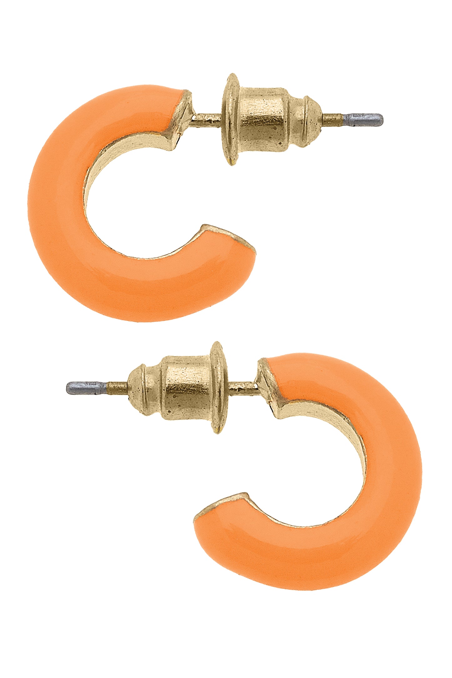 Kelley Coated Enamel Hoop Earrings - Neon Orange