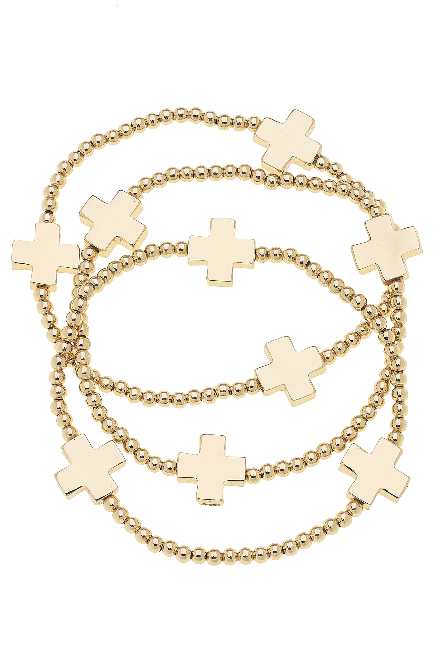 Stretch Bracelet - Cross - Shiny Gold