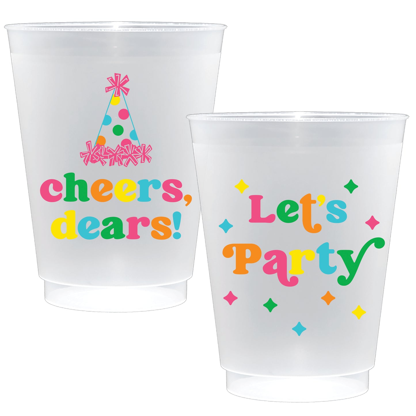 Frosted Plastic Cups  - Celebration - 16oz