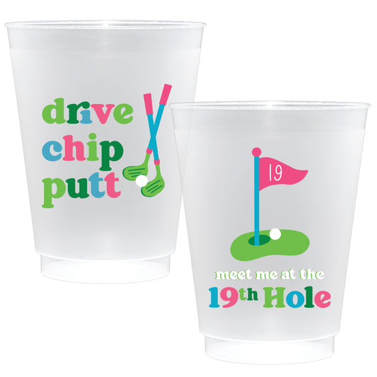Frosted Plastic Cups  - Golf - 16oz