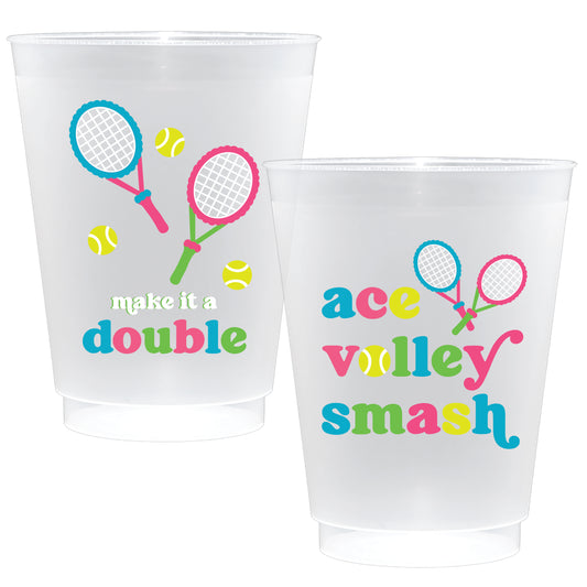Frosted Plastic Cups  - Tennis - 16oz