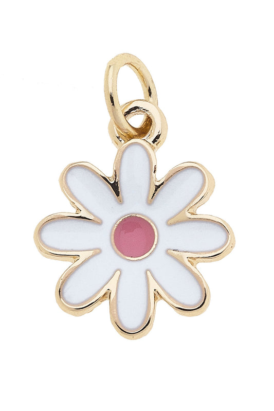 Charm - Enamel Flower - White