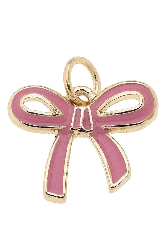 Charm -  Enamel Bow - Light Pink