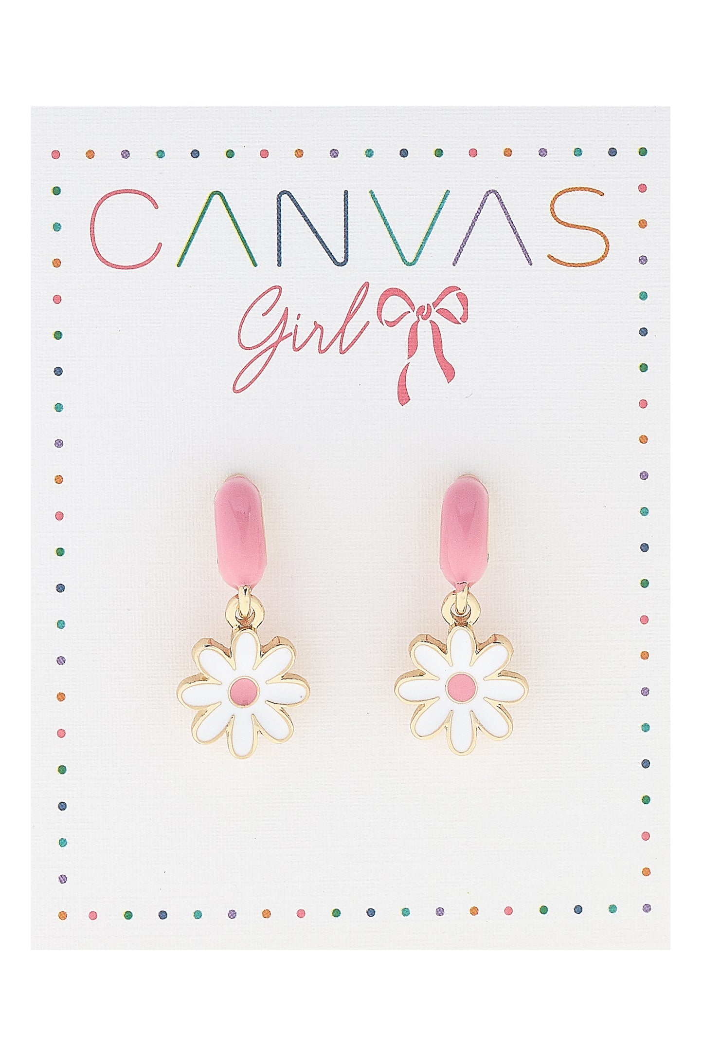 Hoop Earrings - Daisies - Pink/White