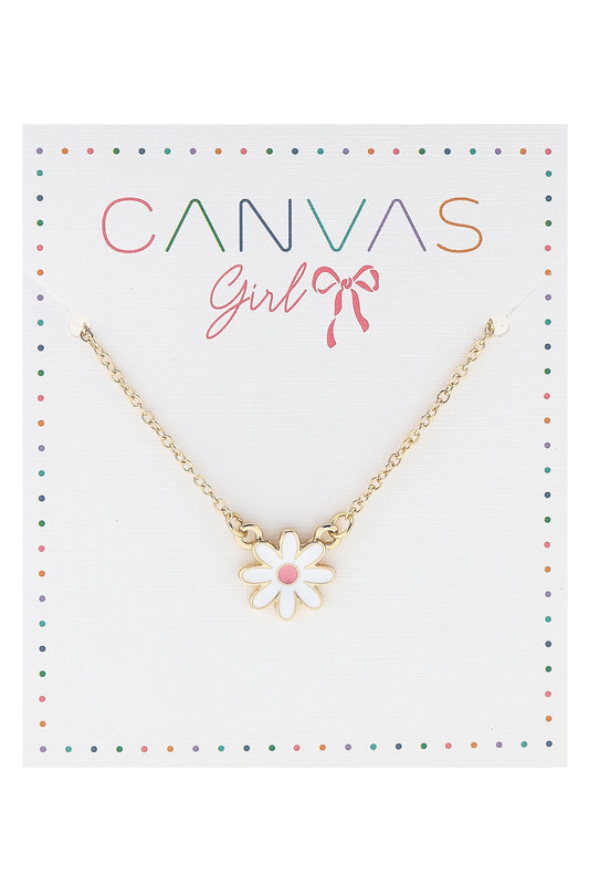 Children's Necklace - White Daisy