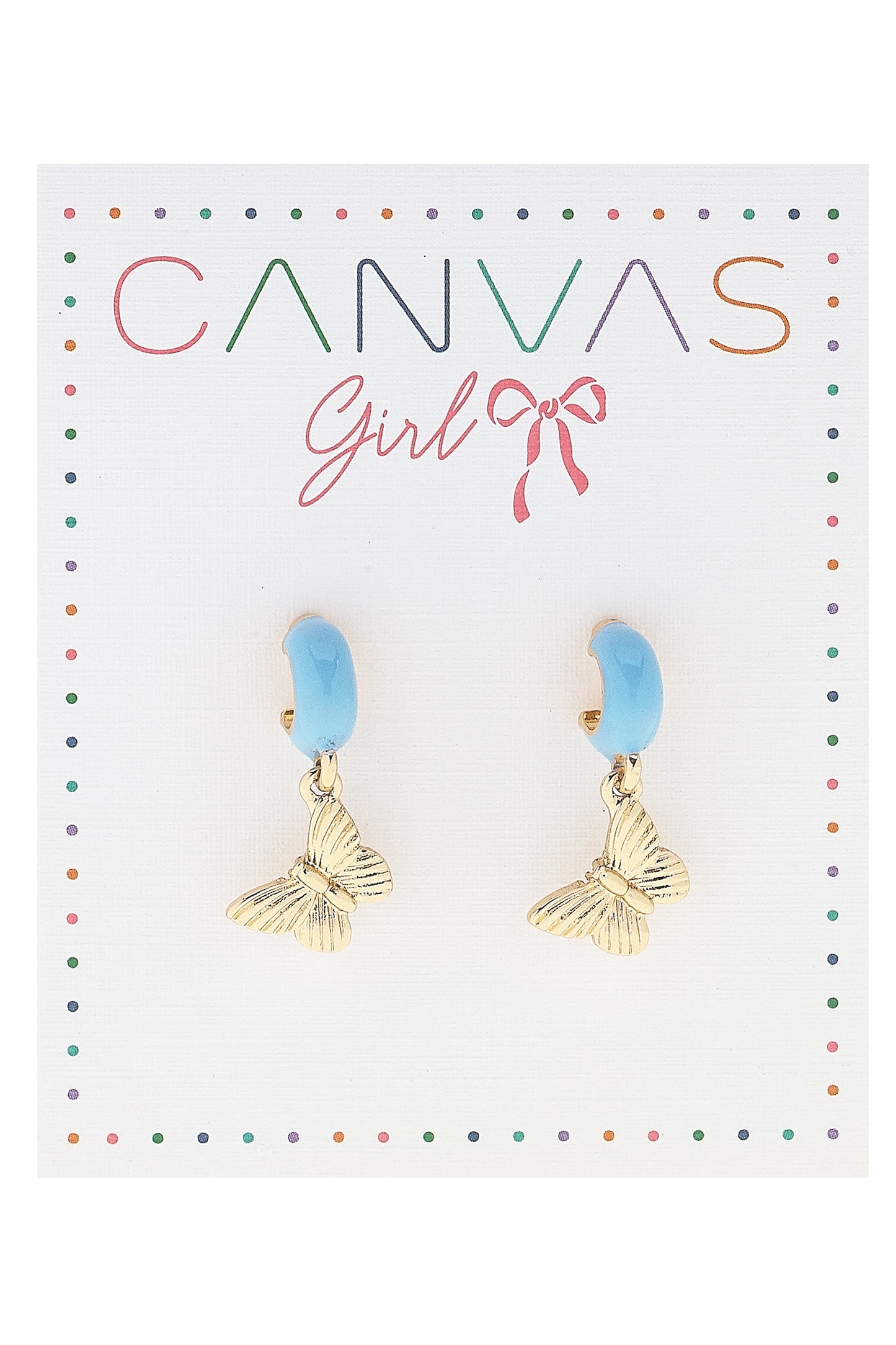 Hoop Earrings - Leaning Butterfly - Shiny Gold