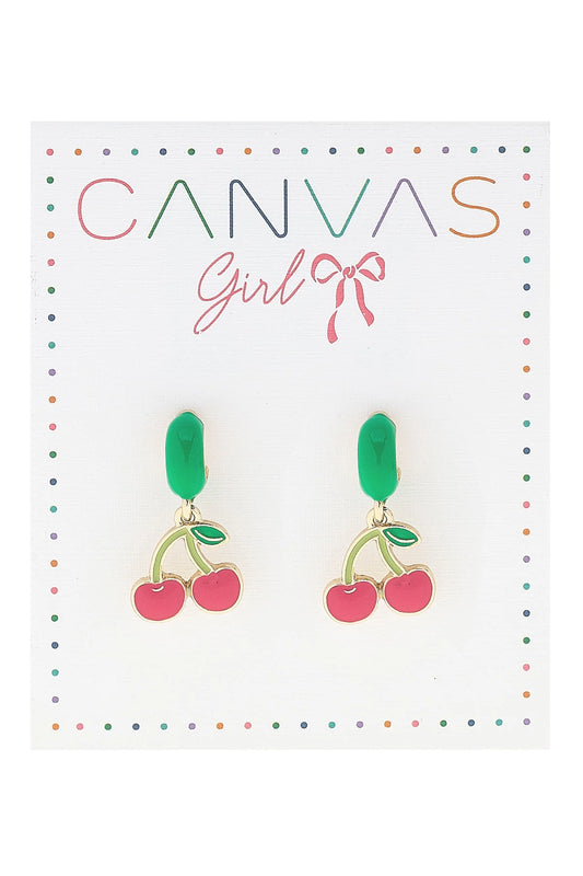 Hoop Earrings - Enamel Cherries