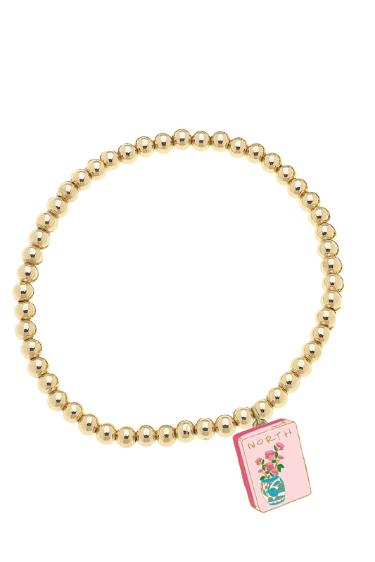 Stretch Bracelet - Mahjong Tile - Shiny Gold