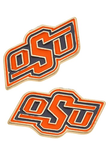 Oklahoma State Cowboys Enamel Logo Stud Earrings