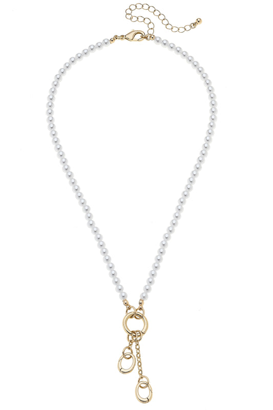Teddy Pearl Beaded Charm Necklace Base - Ivory