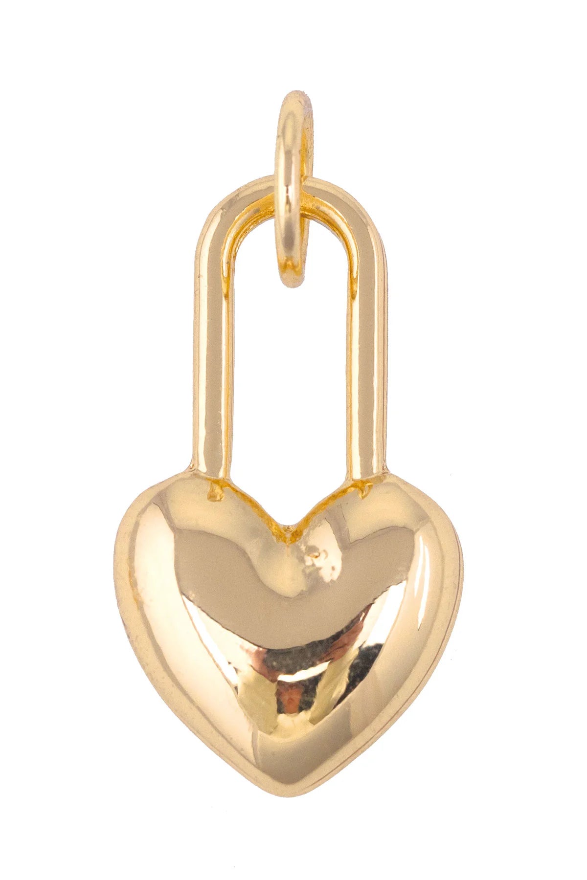 Charm - Heart Padlock - Shiny Gold