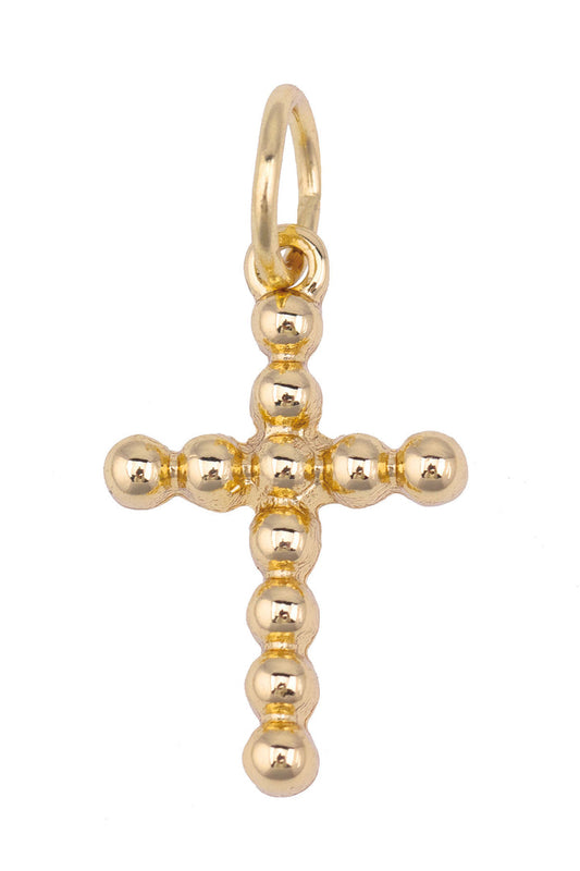 Charm - Beaded Cross - Gold