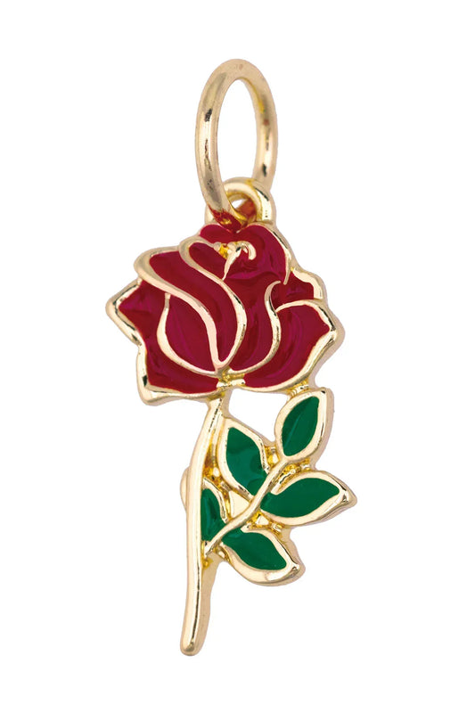 Charm - Enamel Red Rose