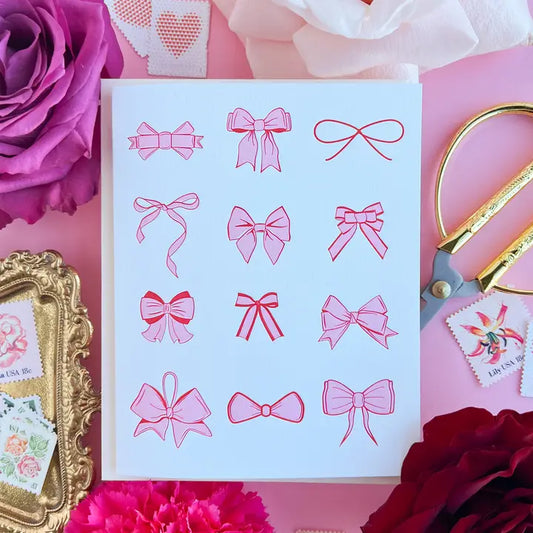 Pink Bows - Letterpress Card