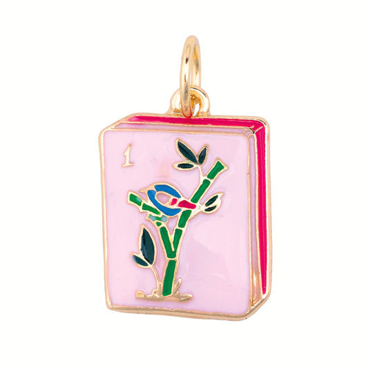 Charm - Mahjong Enamel Tile - Pink