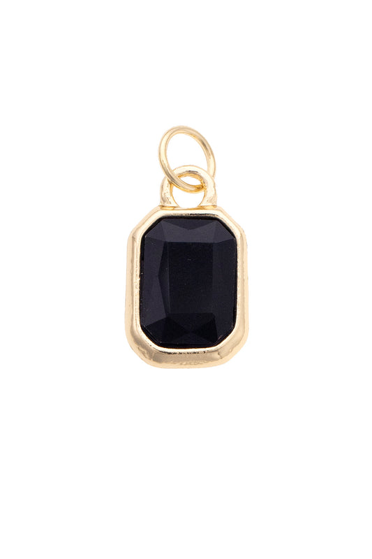 Charm - Emerald Cut Rhinestone Black