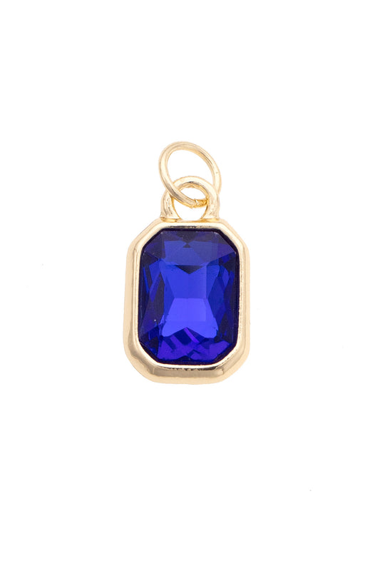 Charm - Emerald Cut Rhinestone Blue