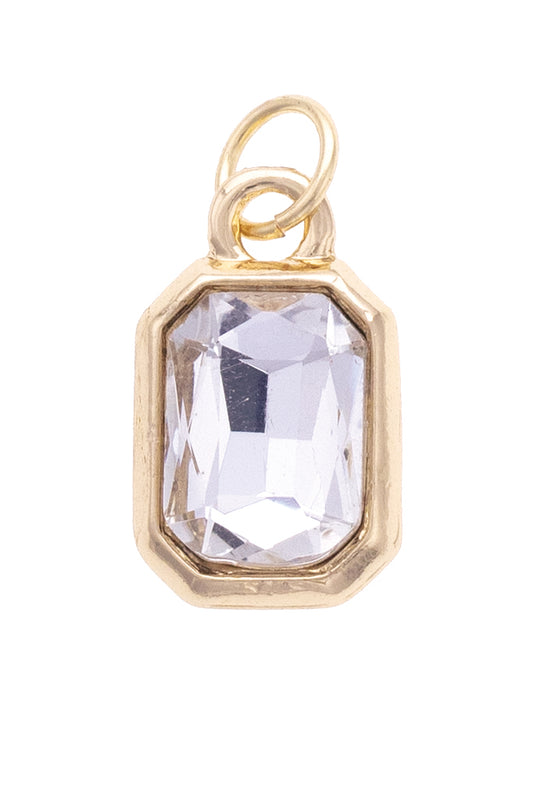 Charm - Emerald Cut Rhinestone Clear