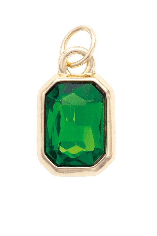 Charm - Emerald Cut Rhinestone Green