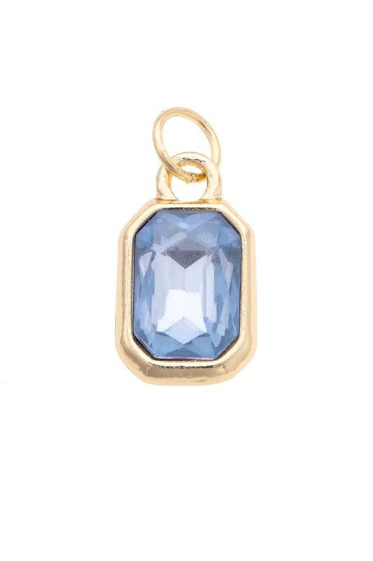 Charm - Emerald Cut Rhinestone Light Blue