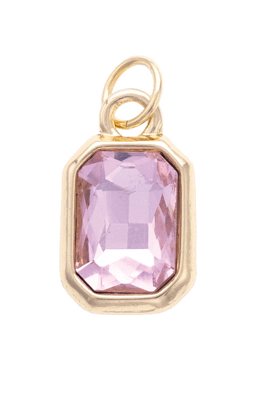 Charm - Emerald Cut Rhinestone Light Pink