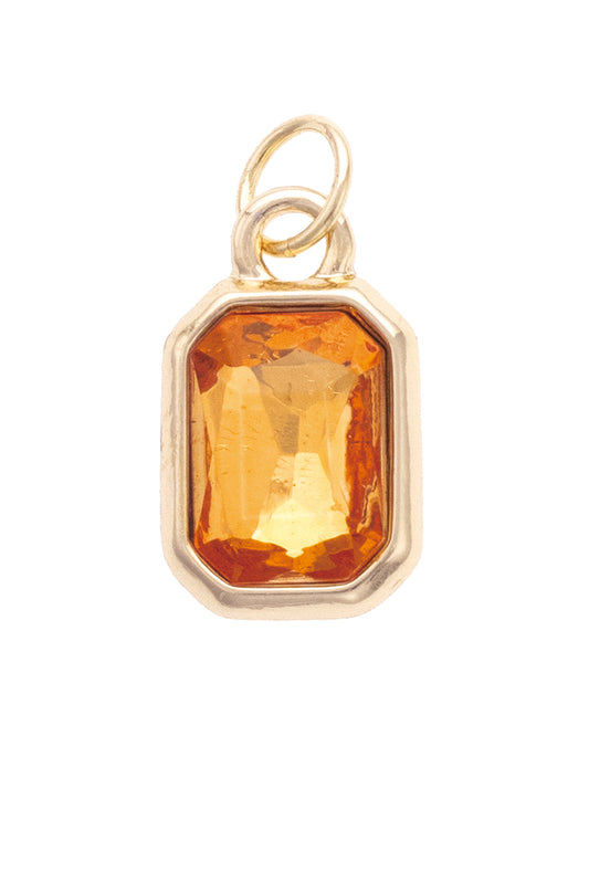 Charm - Emerald Cut Rhinestone Orange