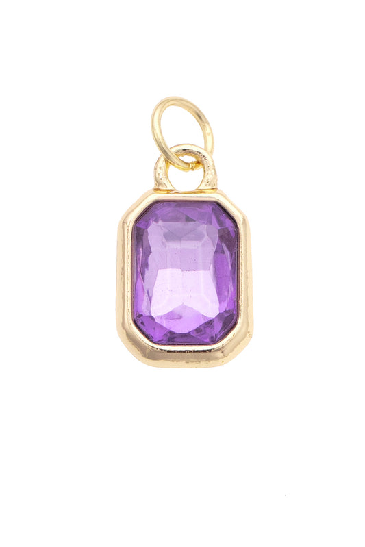Charm - Emerald Cut Rhinestone Purple