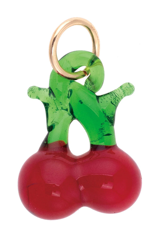 Charm - Glass Cherries - Red & Green