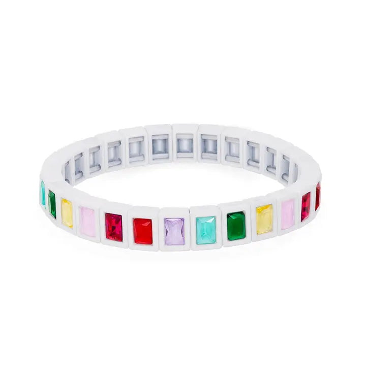 Crystal Stretch Bracelet - White Multi