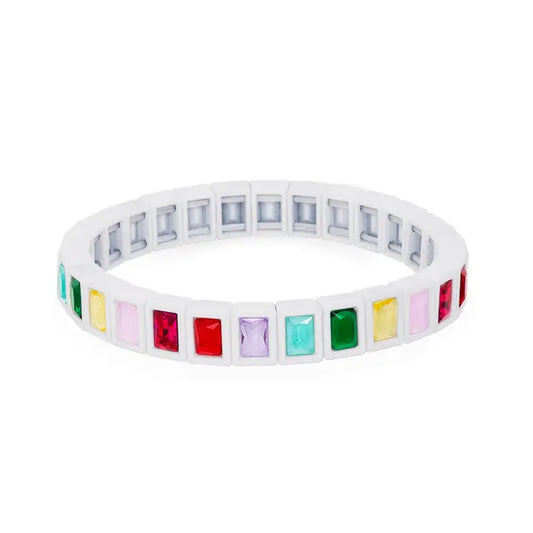 Crystal Stretch Bracelet - White Multi