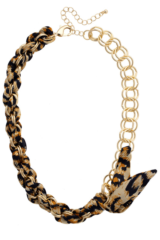 Maia Scarf Chain Necklace - Leopard