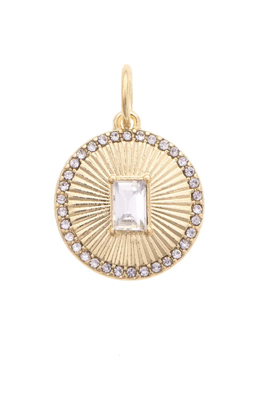 Charm - Pave Rhinestone Disc Gold