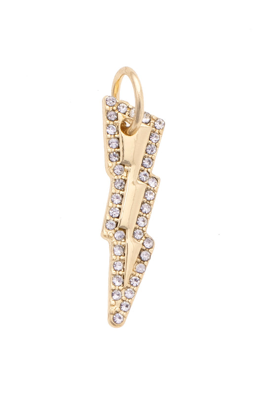 Charm - Pave Lightning Bolt - Shiny Gold