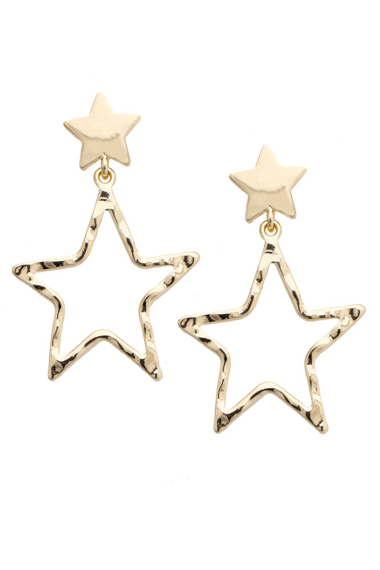Cindy Double Star Gold Drop Earrings