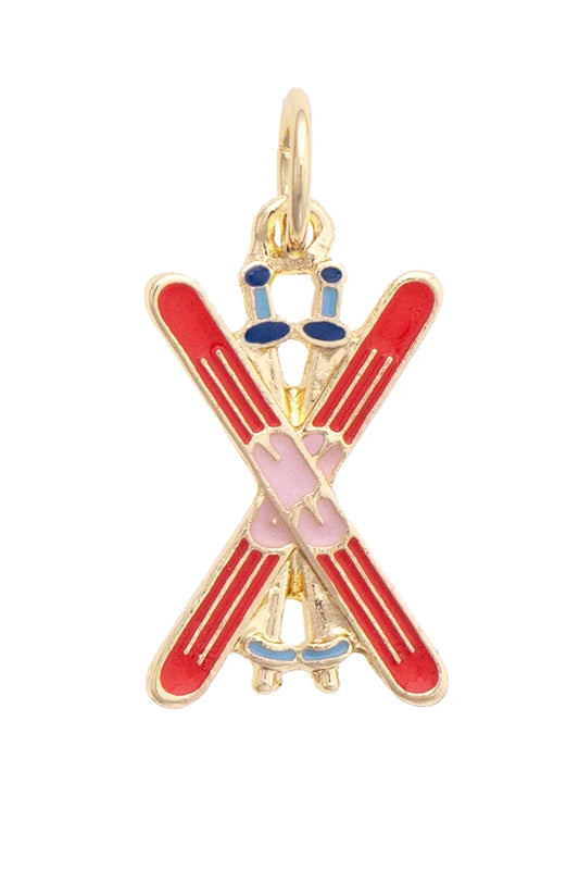 Charm - Snow Skis Red