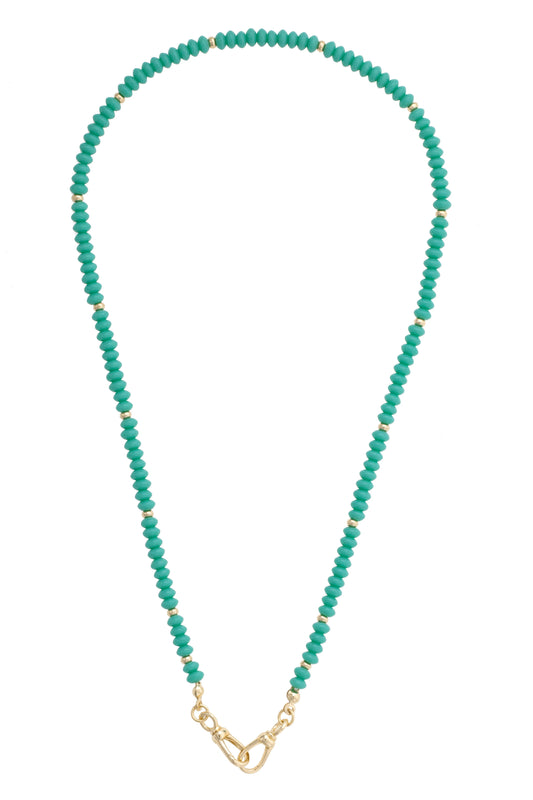 Aurora Beaded Charm Necklace Base - Aqua