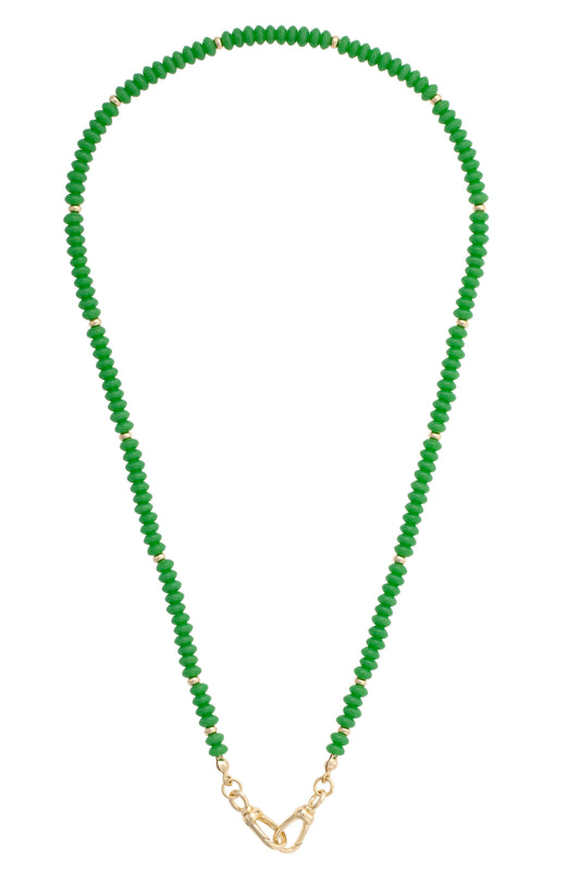 Aurora Beaded Charm Necklace Base - Kelly Green