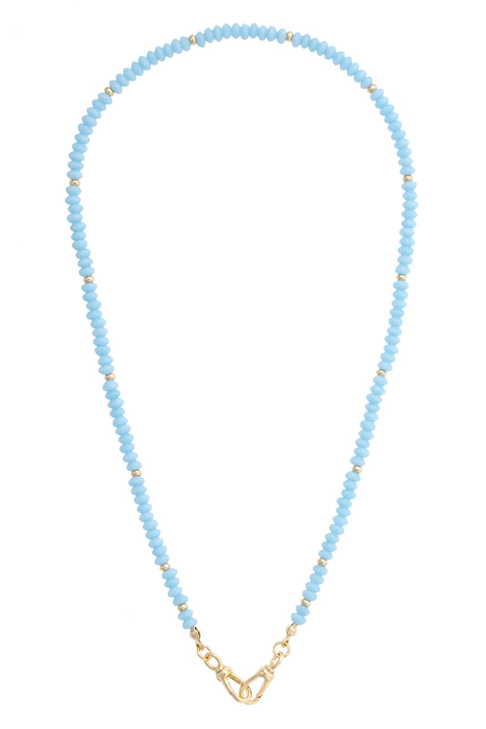 Aurora Beaded Charm Necklace Base - Light Blue