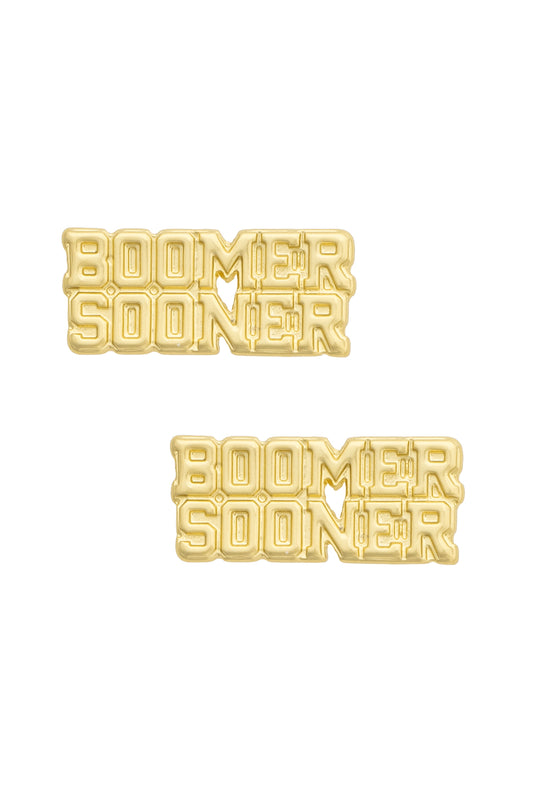 Oklahoma Sooners 24K Stamped Logo Stud Earrings