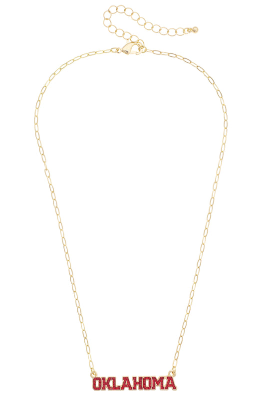 Oklahoma Sooners Pave Outline Necklace