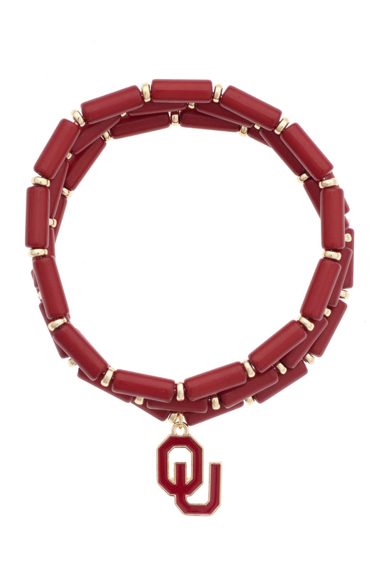 Oklahoma Sooners Beaded Bracelet - Set of 3