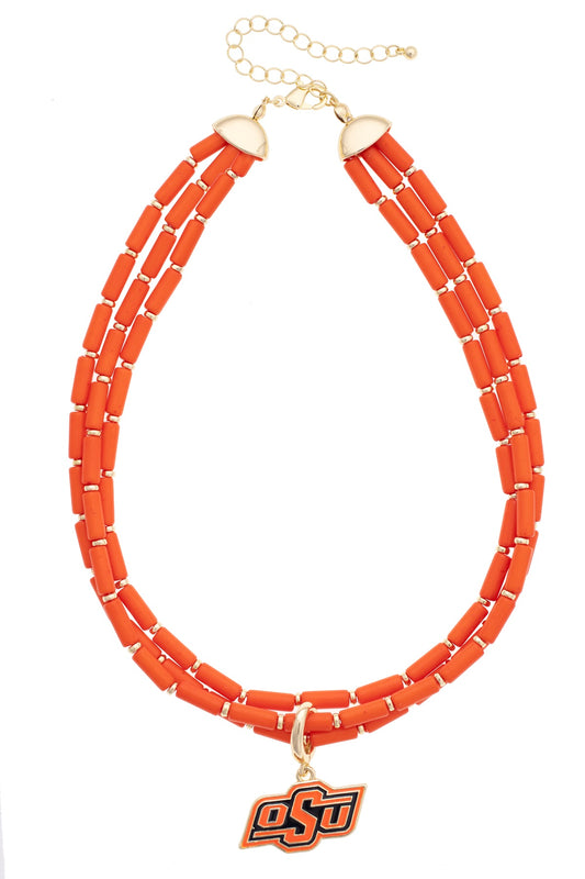 Oklahoma State Cowboys Multi-Strand Beaded Necklace